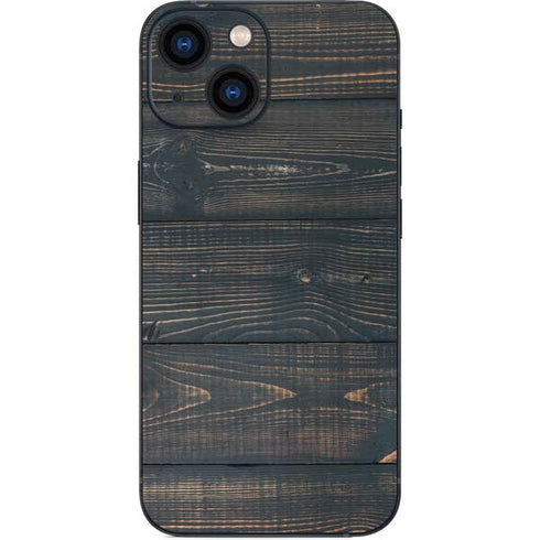 Black Painted Wood iPhone 13 Mini Skin