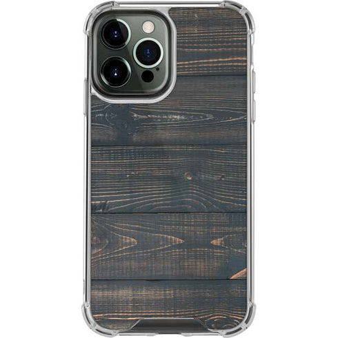 Black Painted Wood iPhone 13 Pro Max Clear Case