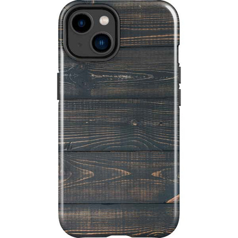 Black Painted Wood iPhone 14 Plus Impact Case