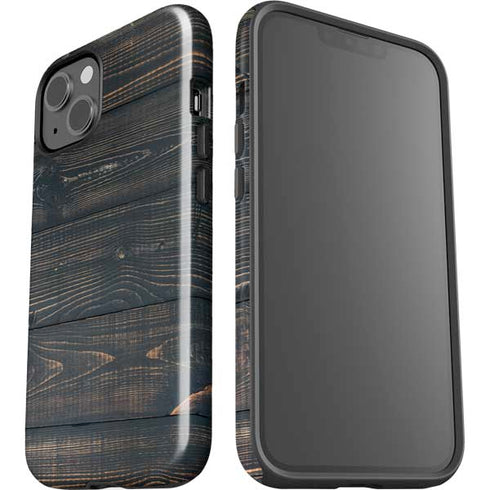 Black Painted Wood iPhone 14 Plus Impact Case