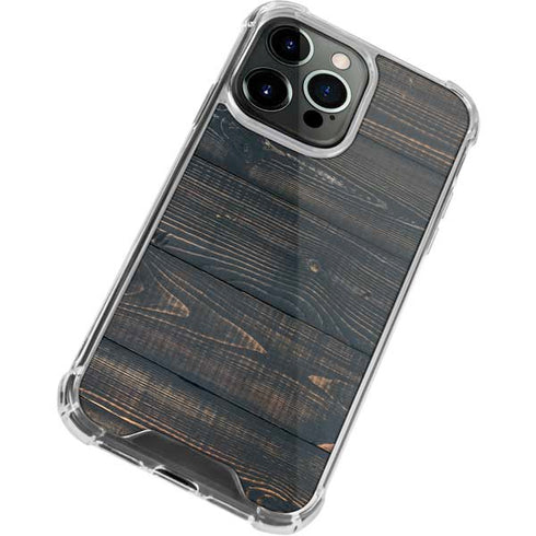 Black Painted Wood iPhone 15 Pro Clear Case