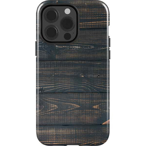Black Painted Wood iPhone 15 Pro Impact Case