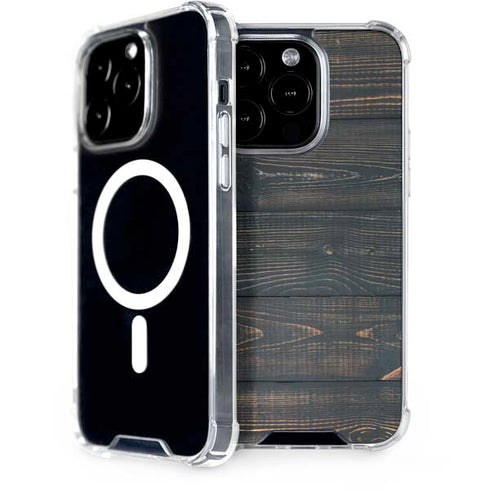 Black Painted Wood iPhone 14 Pro MagSafe Case