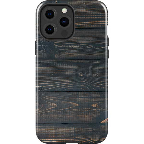 Black Painted Wood iPhone 14 Pro Max Impact Case