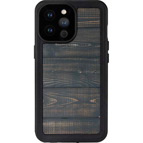 Black Painted Wood iPhone 14 Pro Max Waterproof Case