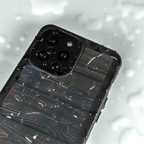 Black Painted Wood iPhone 14 Pro Max Waterproof Case
