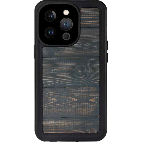 Black Painted Wood iPhone 14 Pro Waterproof Case