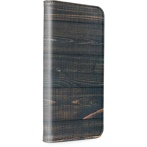 Black Painted Wood iPhone 15 Plus Folio Case