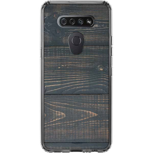 Black Painted Wood LG K51/Q51 Clear Case