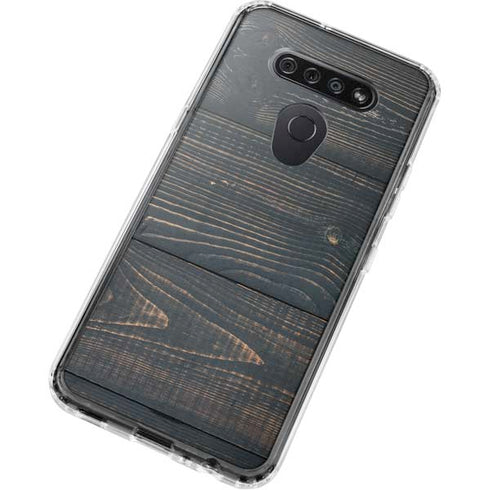 Black Painted Wood LG K51/Q51 Clear Case