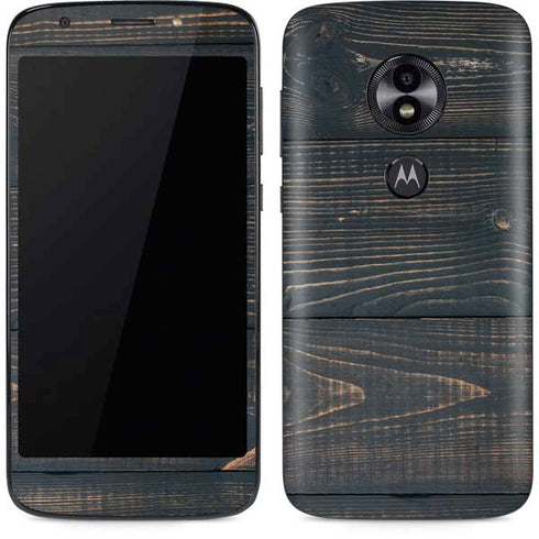 Black Painted Wood Moto E5 Play Skin