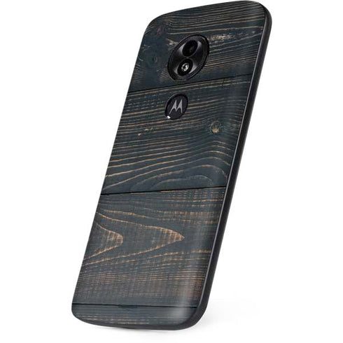 Black Painted Wood Moto E5 Play Skin