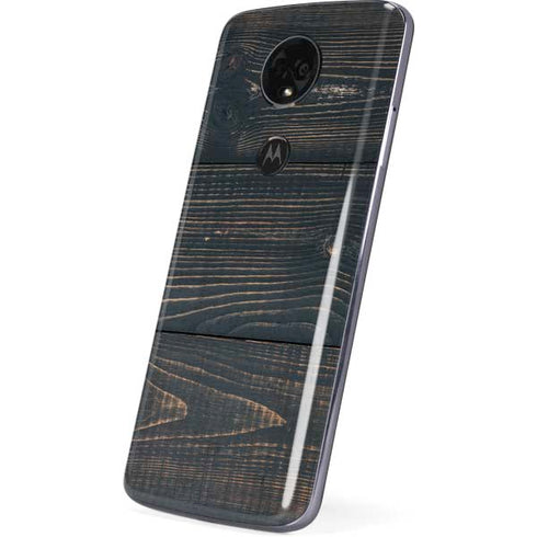 Black Painted Wood Moto E5 Plus Skin