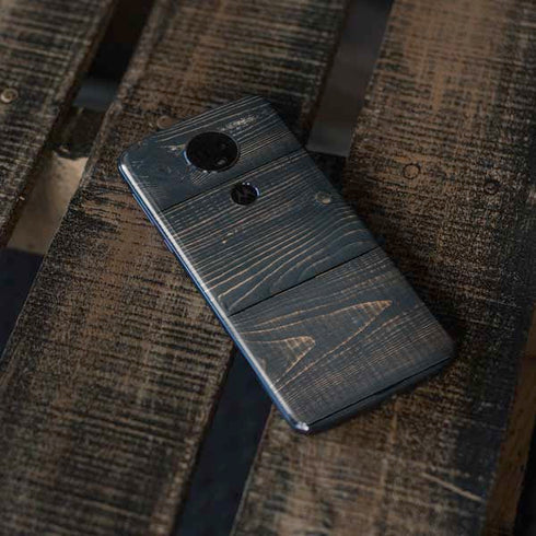 Black Painted Wood Moto E5 Plus Skin