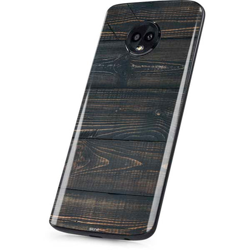 Black Painted Wood Moto G6 Skin