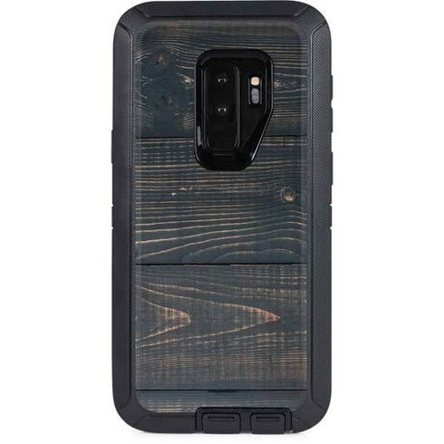Black Painted Wood Otterbox Defender Galaxy Skin