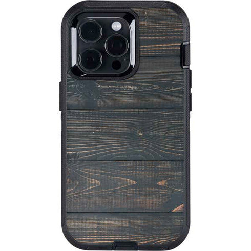 Black Painted Wood Otterbox Defender iPhone Skin