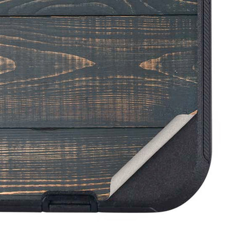 Black Painted Wood Otterbox Defender iPhone Skin