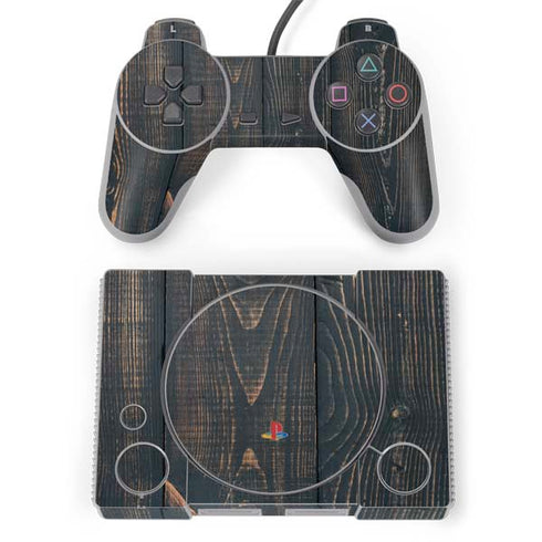 Black Painted Wood PlayStation Classic Bundle Skin