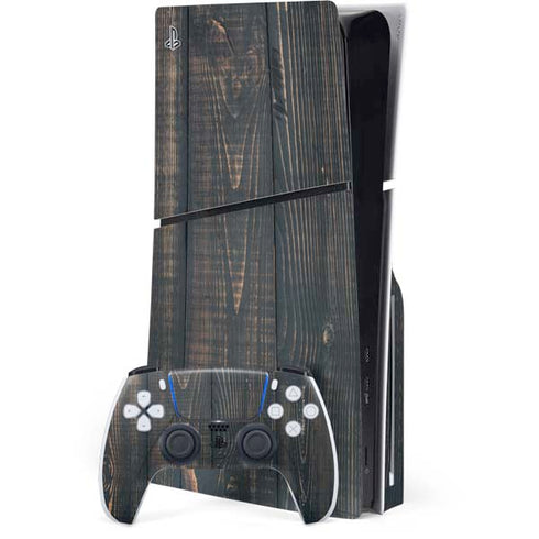 Black Painted Wood PS5 Slim Disk Bundle Skin