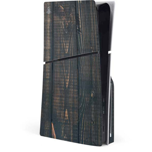 Black Painted Wood PS5 Slim Disk Console Skin
