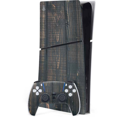 Black Painted Wood PS5 Slim Digital Edition Console Skin