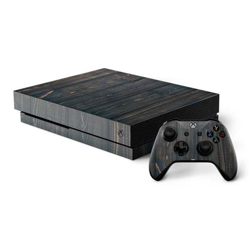 Black Painted Wood Xbox One X Bundle Skin