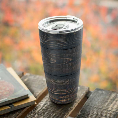 Black Painted Wood Yeti 20oz Tumbler Skin