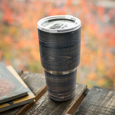 Black Painted Wood Yeti 30oz Rambler Tumbler Skin