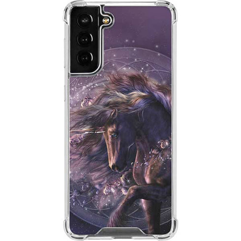 Laurie Prindle Black Rose Unicorn Galaxy S21 FE Clear Case
