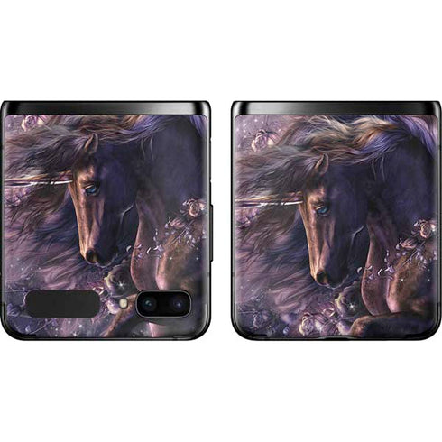 Laurie Prindle Black Rose Unicorn Galaxy Z Flip Skin