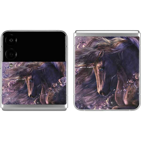 Laurie Prindle Black Rose Unicorn Galaxy Z Flip4 5G Skin