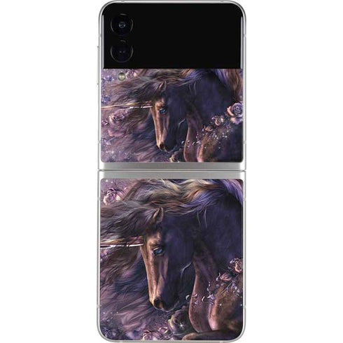 Laurie Prindle Black Rose Unicorn Galaxy Z Flip4 5G Skin