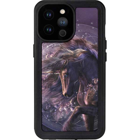 Laurie Prindle Black Rose Unicorn iPhone 14 Pro Max Waterproof Case