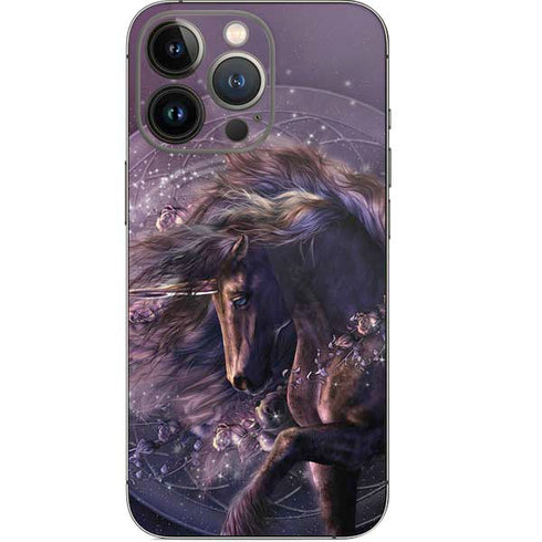 Laurie Prindle Black Rose Unicorn iPhone 14 Pro Skin
