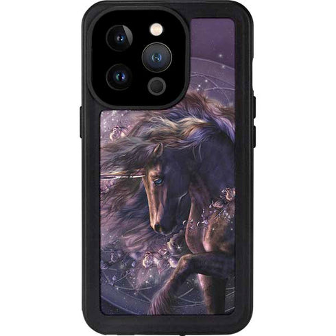 Laurie Prindle Black Rose Unicorn iPhone 14 Pro Waterproof Case