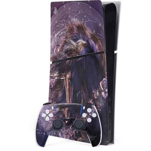 Black Rose Unicorn by Laurie Prindle PS5 Slim Digital Edition Console Skin
