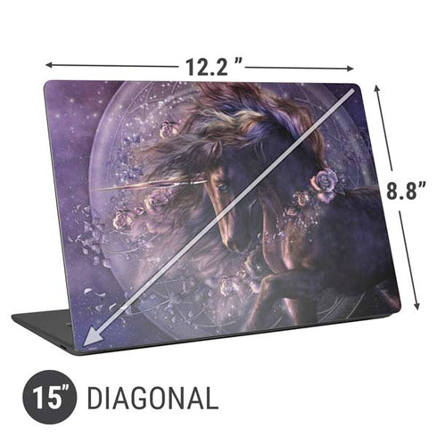 Laurie Prindle Black Rose Unicorn Universal Laptop 15in (12.2 x 8.8in) Skin