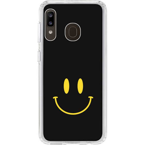 Black Happy Face Galaxy A20 Clear Case