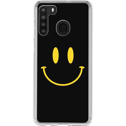 Black Happy Face Galaxy A21 Clear Case