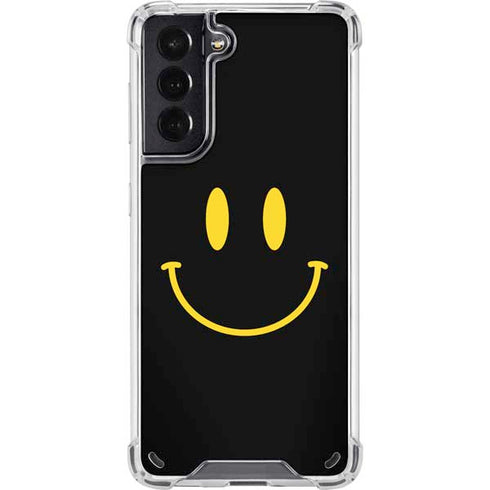Black Happy Face Galaxy S21 5G Clear Case