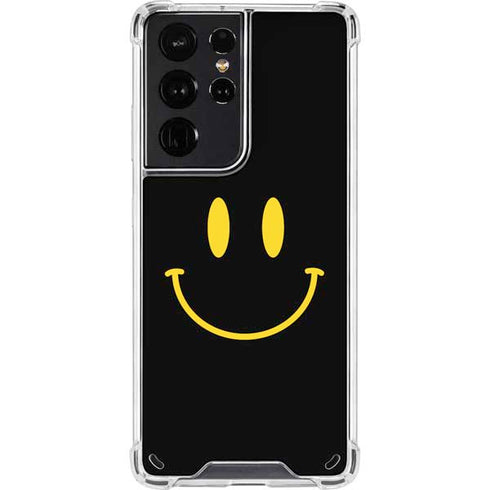 Black Happy Face Galaxy S21 Ultra 5G Clear Case