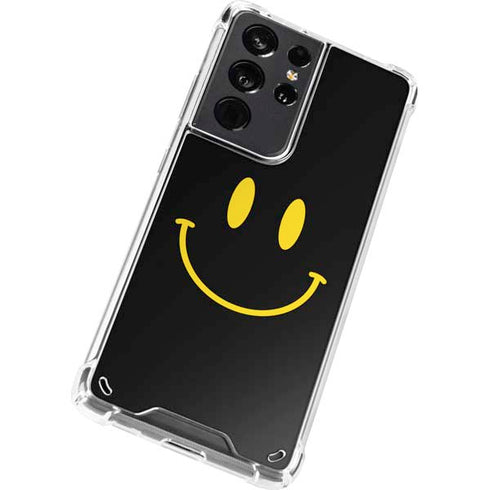 Black Happy Face Galaxy S21 Ultra 5G Clear Case