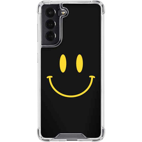Black Happy Face Galaxy S22 Clear Case