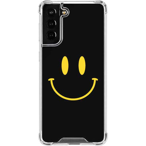Black Happy Face Galaxy S22 Plus Clear Case