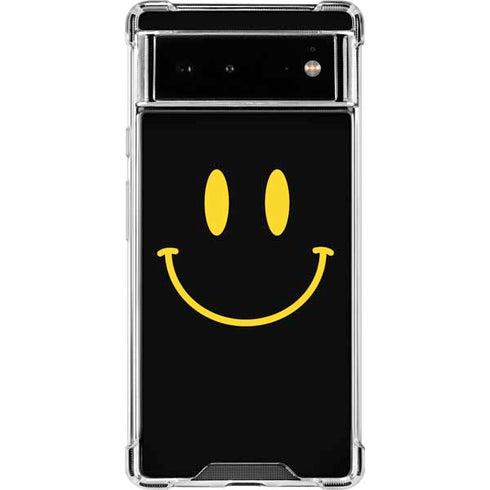 Black Happy Face Google Pixel 6 Clear Case