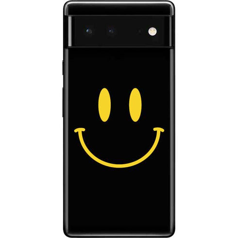 Black Happy Face Google Pixel 6 Skin
