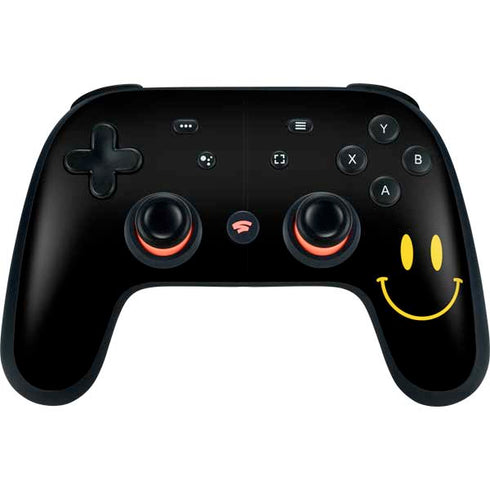 Black Happy Face Google Stadia Controller Skin