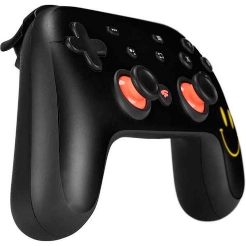 Black Happy Face Google Stadia Controller Skin