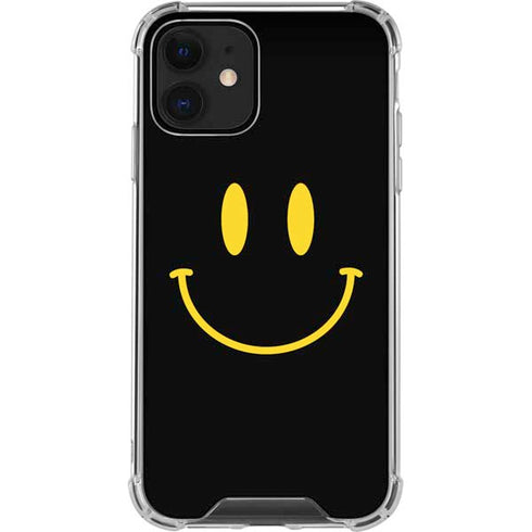 Black Happy Face iPhone 12 Clear Case